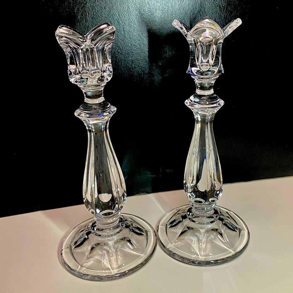 VINTAGE CRYSTAL GLASS CANDLESTICK HOLDERS